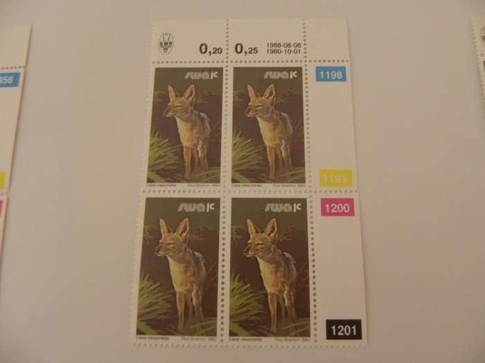 SWA 3rd Definitive Series (1980) - Animals 1c Mint Control Block #1198 Dated 1990-10-01