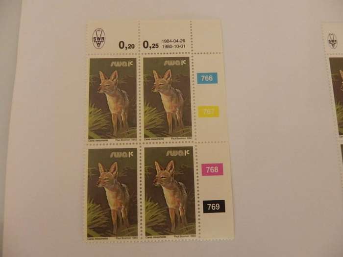 SWA 3rd Definitive Series (1980) - Animals 1c Mint Control Block #766 Dated 1994-04-26