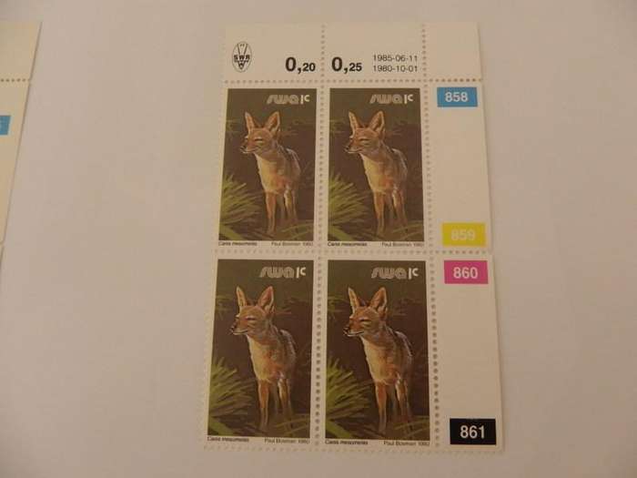 SWA 3rd Definitive Series (1980) - Animals 1c Mint Control Block #858 Dated 1985--06-11