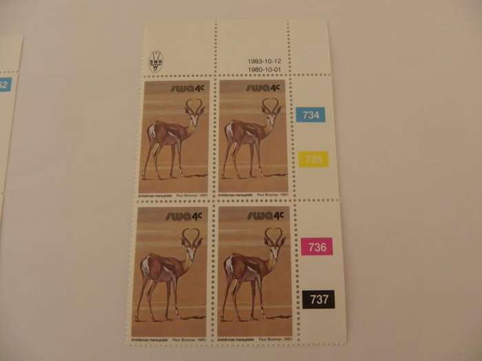 SWA 3rd Definitive Series (1980) - Animals 4c Mint Control Block #734 Dated 1983-10-12