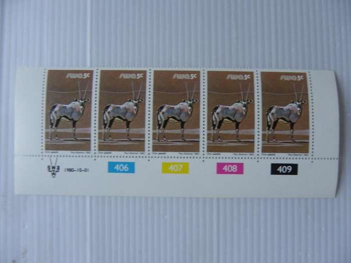 SWA 3rd Definitive Series (1980) - Animals 5c Mint Control Block #406 Dated 1980-10-01