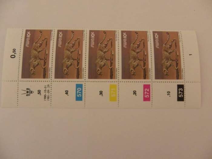 SWA 3rd Definitive Series (1980) - Animals 10c Mint Control Block #570 Dated 1981-09-29