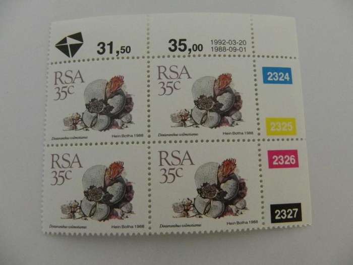 RSA 5th Definitive Series (1988) - Succulents 35c Mint Control Block #2324 Dated 1992-03-20