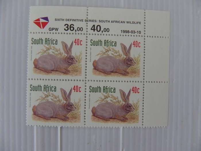 RSA 6th Redrawn Def Series (1998) - 40c Mint Control Block N0 Number Dated 1998-03-10