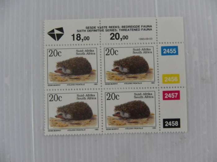 RSA 6th Definitive Series (1993) - 20c Mint Control Block #2455 Dated 1993-09-03