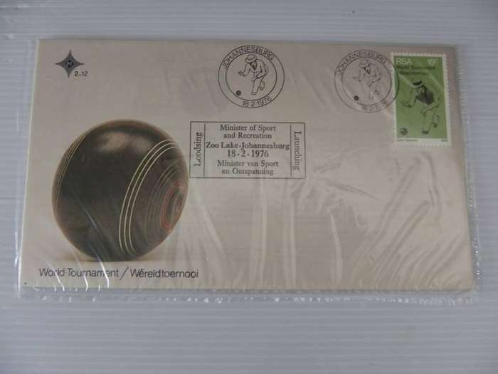 RSA 2.12 (1976) - World Bowls Championship FDC with Zoo Lake Chachet