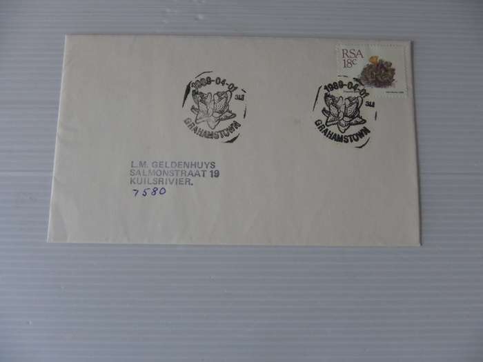 RSA 5th Definitive Series (1988) - Succulents Private FDC with Grahamstown Cancel