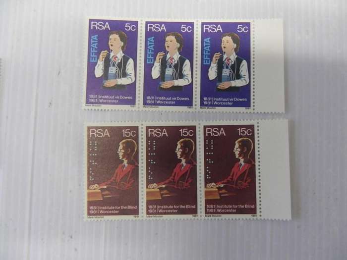 RSA 3.30 (1981) - Centenary of Institute for Death and Blind Mint Set in Blocks of 3 Stamps