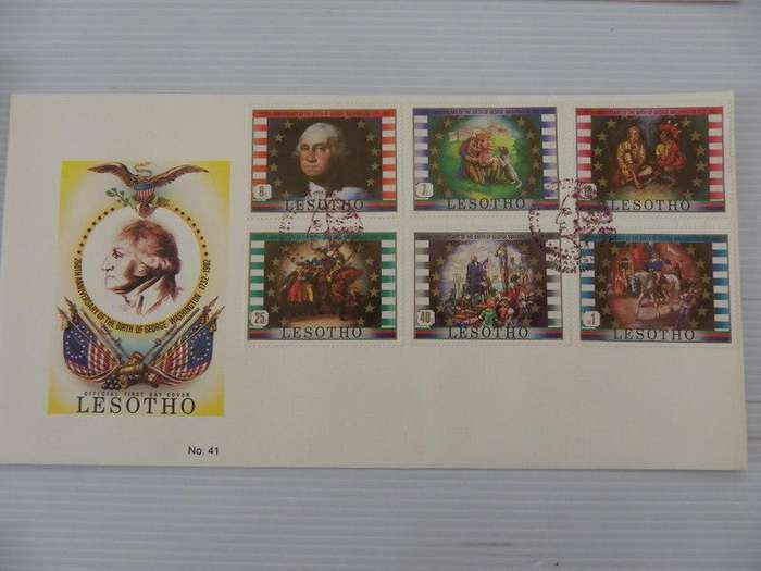 Lesotho (1982) - FDC #41 250th Anniversary of George Washington Illustrated FDC