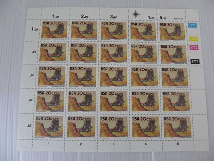 RSA 4.18 (1986) - The Golden City 20c Mint in Full Sheet