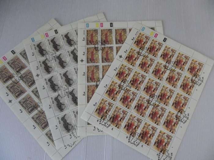 RSA 4.21 (1987) - Rock Paintings CTO Cancelled Set in Full Sheets