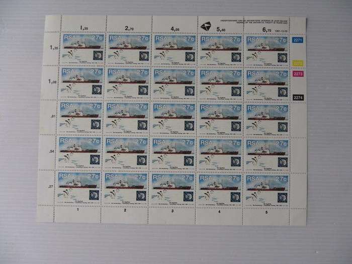 RSA 5.17 (1991) - 30th Anniversary of Arctic Treaty 27c Mint in Full Sheet
