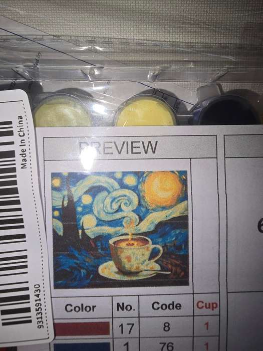 Paint By Numbers - Canvas, Paint - teacup and night sky