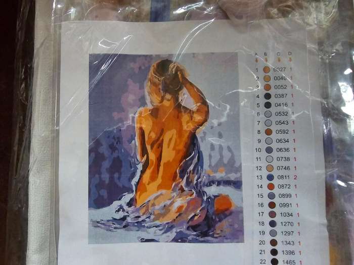 Paint By Numbers - Canvas, Paint - lady with blanket/water
