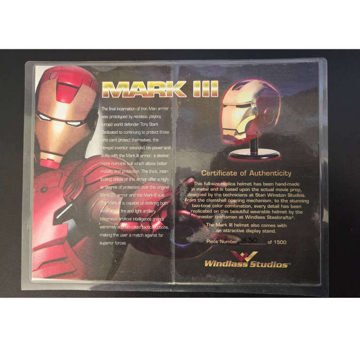 Iron Man Mark III - Full-Size 1:1 Scale Replica Helmet (with COA)