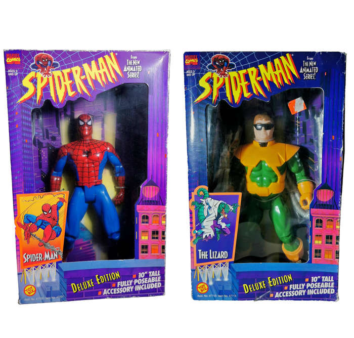 1992 ToyBiz Spider-Man + Dr. Octopus (Rare Lizard Error Box)
