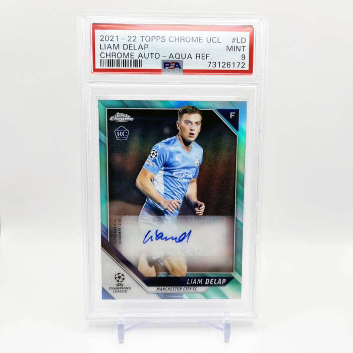 2021 Topps Chrome UCL Liam Delap RC Rookie Card Auto Aqua 196/199 (PSA 9 Mint)