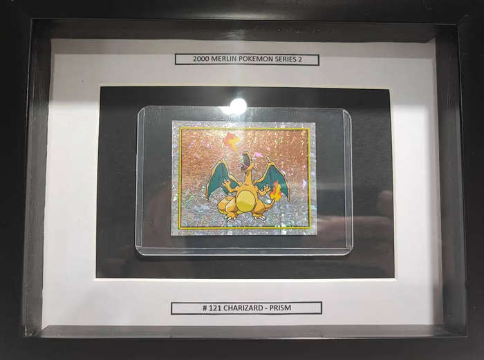 Framed 2000 Topps Pokémon Prism Charizard Sticker