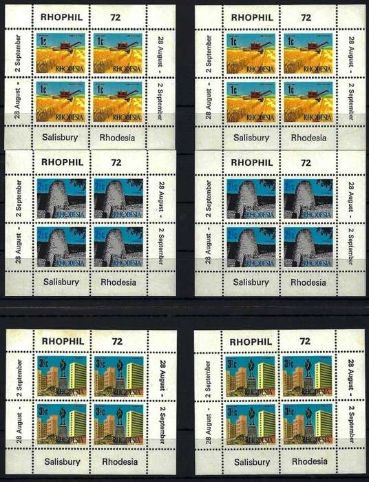 RHODESIA - MIN SHEETS & CONTROLS - 1972 & 1977 - UNM - SACC 236d-238d, 300-305, 312-315 - VIEW BELOW