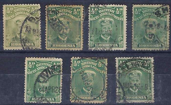 BSAC - 1913 - 1/2d ADMIRALS - FINE USED - 7 SHADES - PERF NOT CHECKED