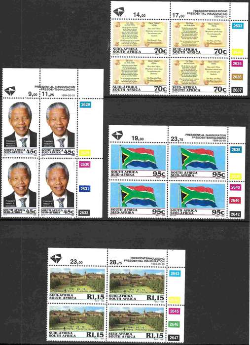 RSA - MANDELA INAUGURATION - MINT/USED CONTROLS PLUS A MINT SET - CV  R 700.00