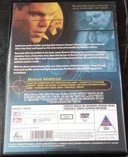 THE BOURNE IDENTITY DVD Matt Damon [BBOX 8] Region 2