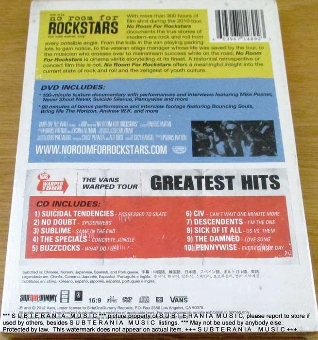 No Room For Rockstars - The Vans Warped Tour Greatest Hits [DVD+CD]