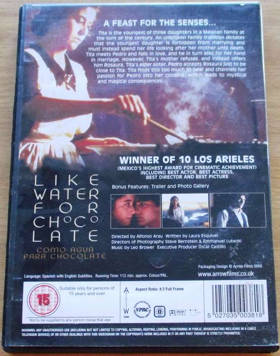 LIKE WATER FOR CHOCOLATE DVD [BBOX 7] Region free