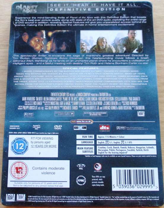 PLANET OF THE APES Definitive Edition STEELBOOK DVD [BOX SET SHELF] Region 2