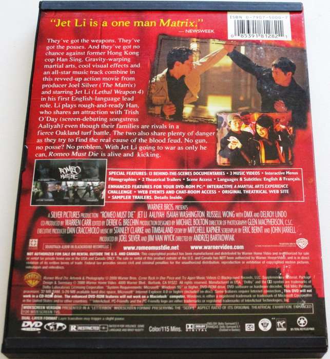 ROMEO MUST DIE Jet Li DVD [BBOX 9] Region 1