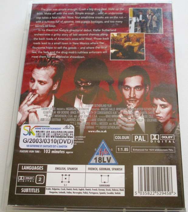 TRUTH OR CONSEQUENCES N.M. Kiefer Sutherland DVD [BBOX 15]