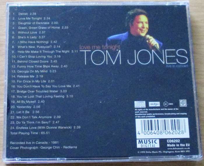 TOM JONES Love Me Tonight CD [G box 23]
