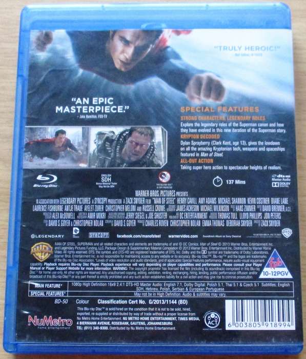 MAN OF STEEL BLU RAY