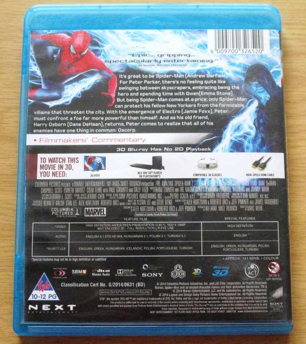 THE AMAZING SPIDER-MAN 2 BLU RAY 3D [BLU RAY SHELF]