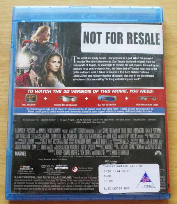 THOR Limited 3D Edition BLU RAY 3D [BLU RAY SHELF]