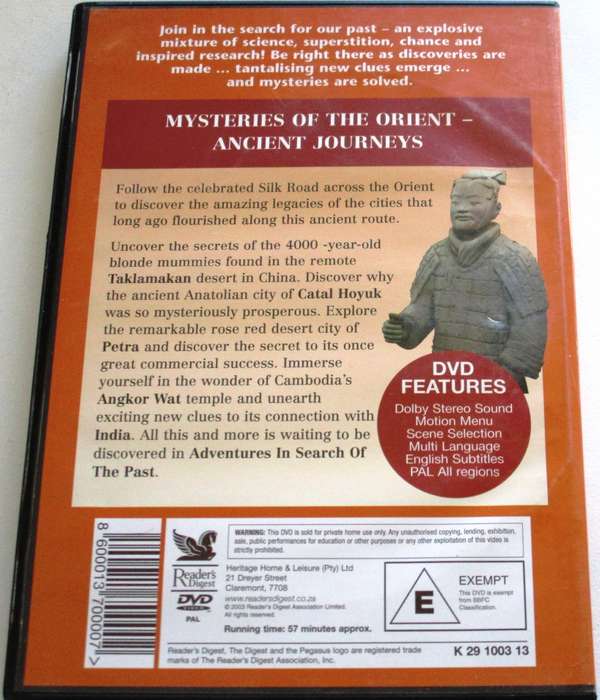 ADVENTURES IN SEARCH OF THE PAST Mysteries of the Orient Ancient Journeys DVD  [BBOX 2]