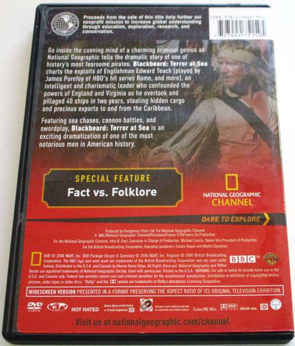 National Geographic BLACKBEARD Terror at Sea DVD [BBOX 4]