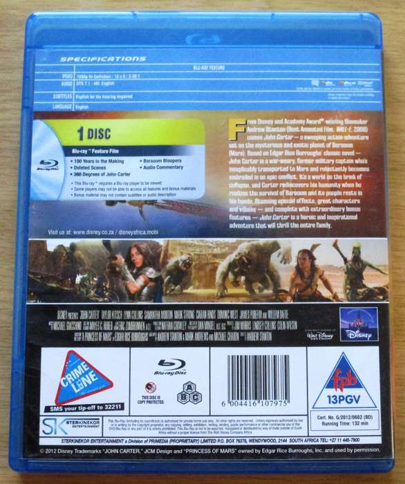 JOHN CARTER BLU RAY [BLU RAY SHELF]