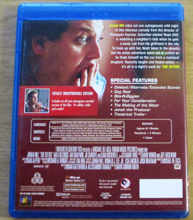 THE SITTER Jonah Hill BLU RAY [BLU RAY SHELF]