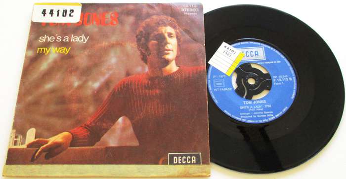 TOM JONES  She's a Lady / My Way 7` Single VINYL Record