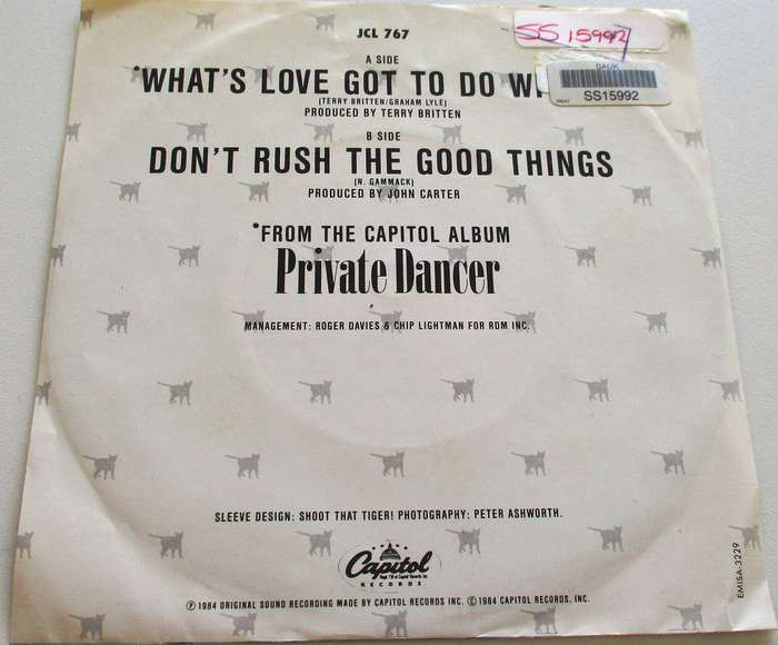TINA TURNER What's Love Got to Do with It  7` Single VINYL Record