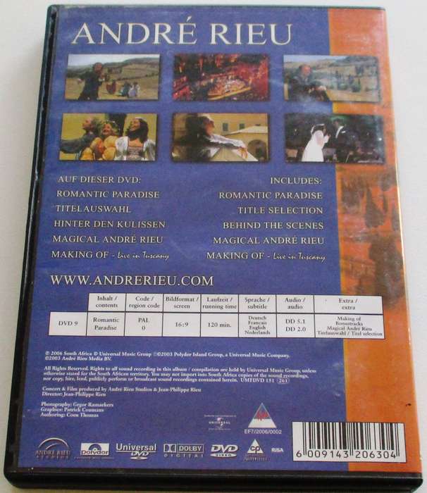 ANDRE RIEU Romantic Paradise DVD