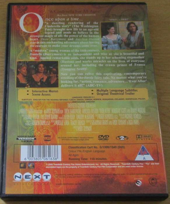 EVER AFTER A Cinderella Story DVD Drew Barrymore [BBOX 4]