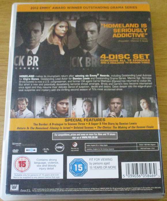 HOMELAND The Second Season 4xDVD [Box Set Shelf]