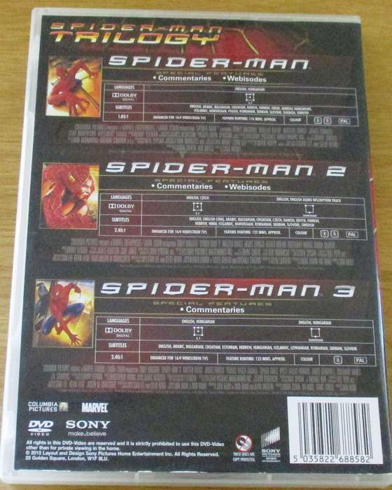 SPIDER-MAN TRILOGY 3xDVD [Box Set Shelf]