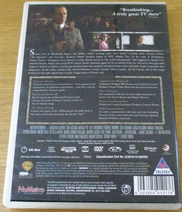 BOARDWALK EMPIRE The Complete Second Season DVD [Box Set Shelf]
