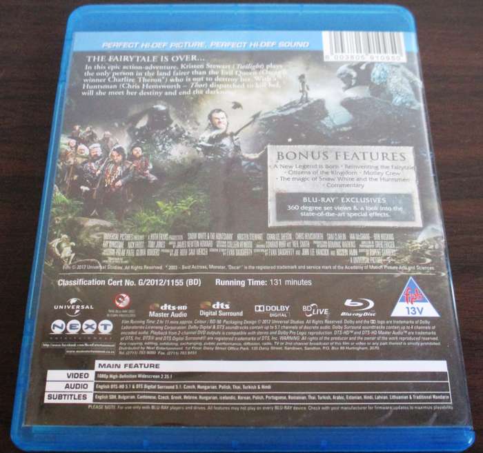 SNOW WHITE & THE HUNTSMAN BLU RAY [BLU RAY SHELF]