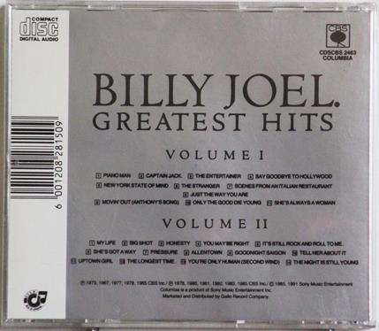 BILLY JOEL Greatest Hits Volume I + II CD [Shelf Gx27]
