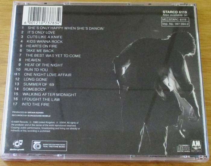 BRYAN ADAMS Live Live Live CD [Gx28]
