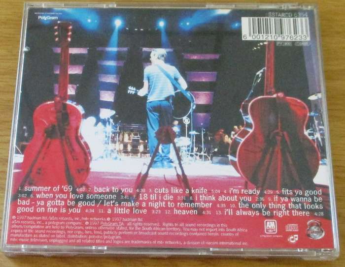 BRYAN ADAMS Unplugged CD [Gx28]
